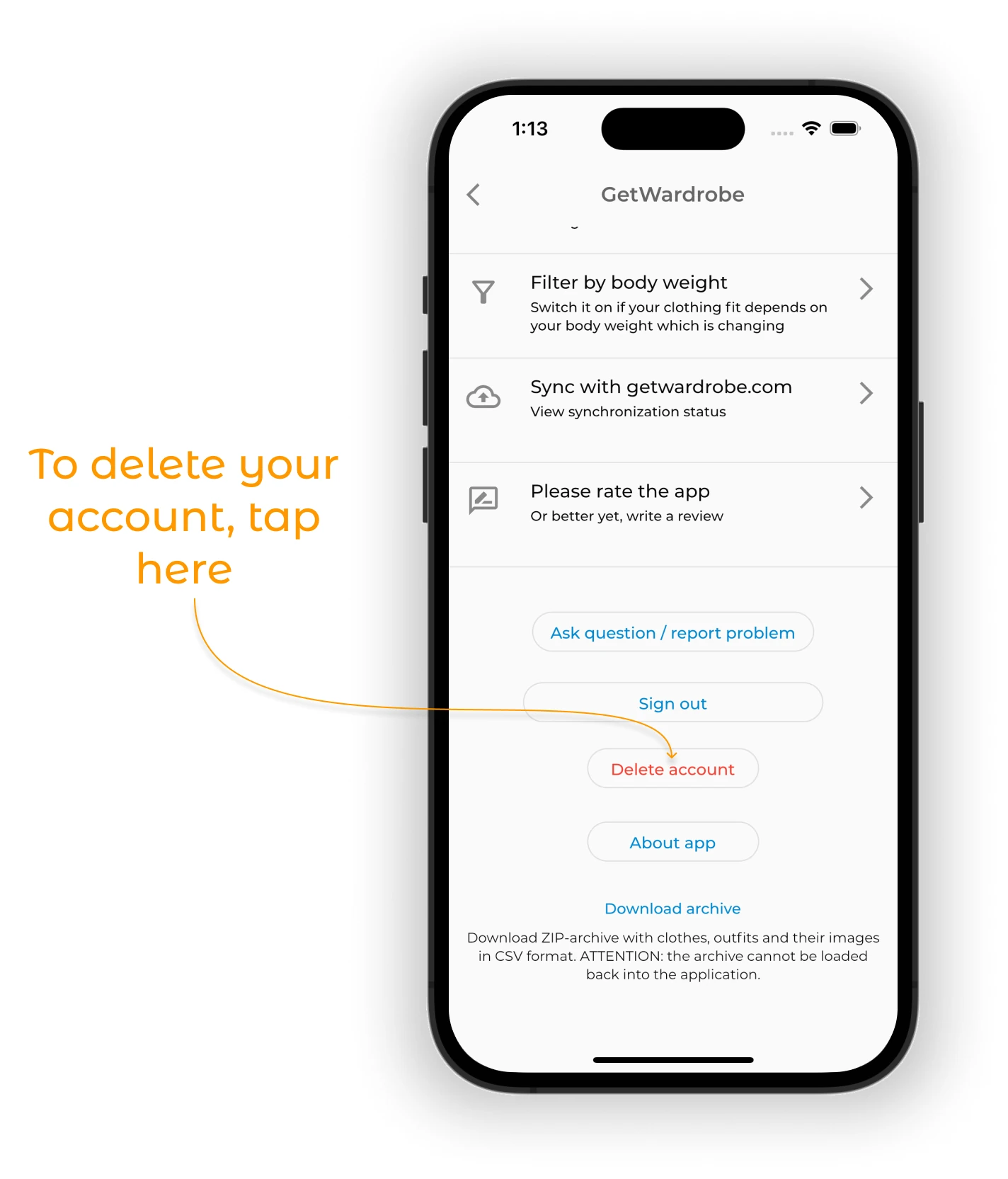 Delete Account — screenshot 2