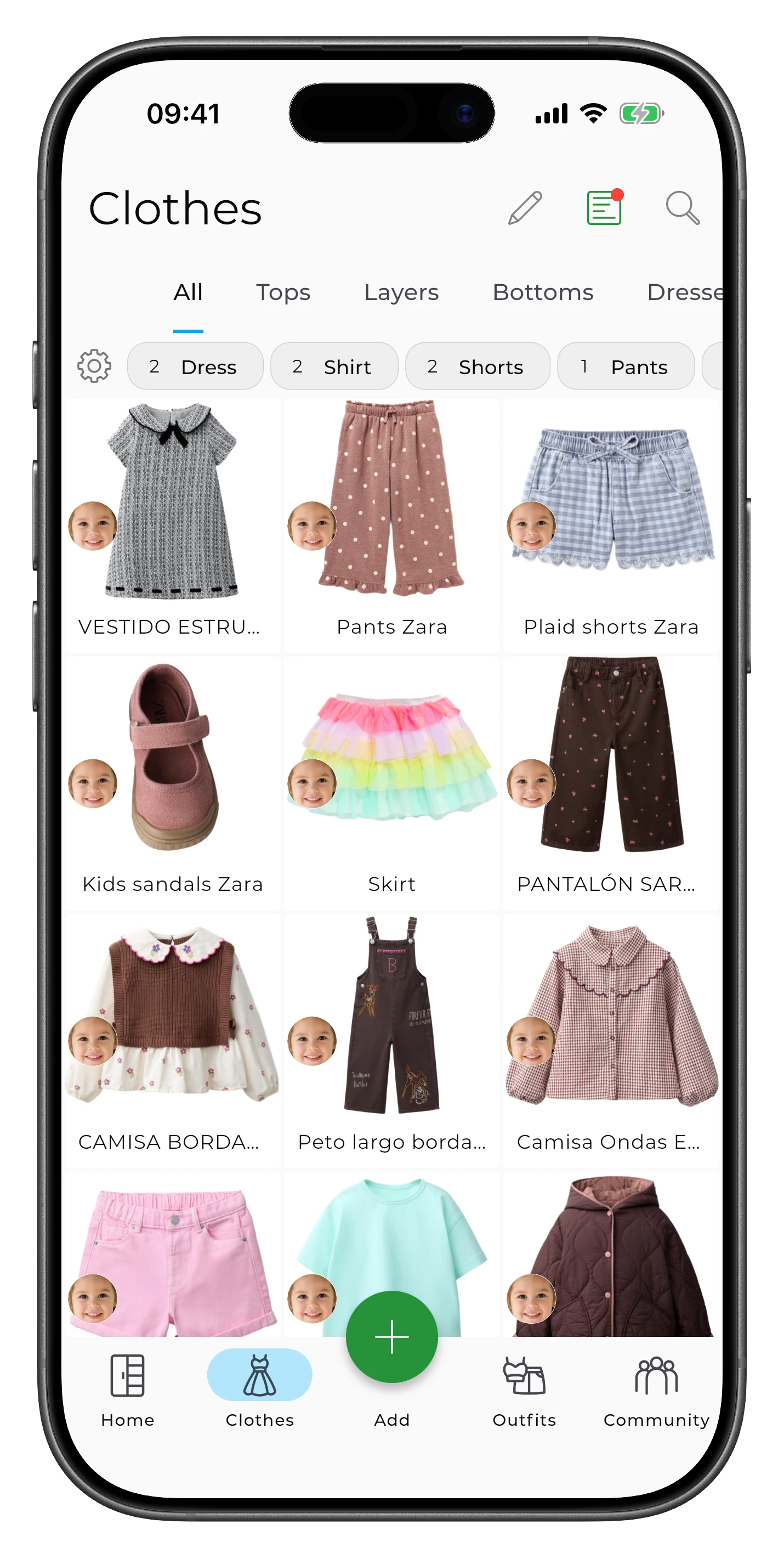 A child's wardrobe shows only their items