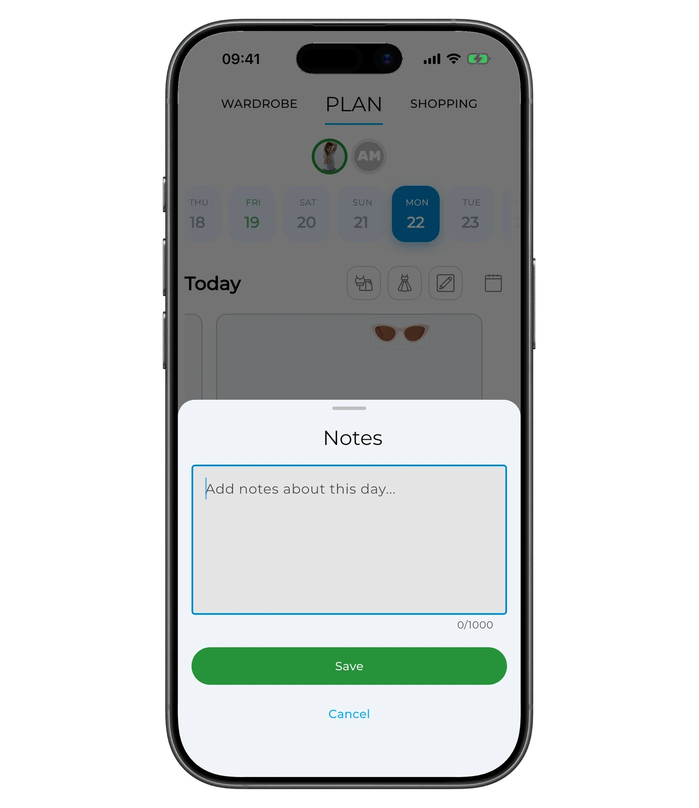 Notes window with text field and Save button