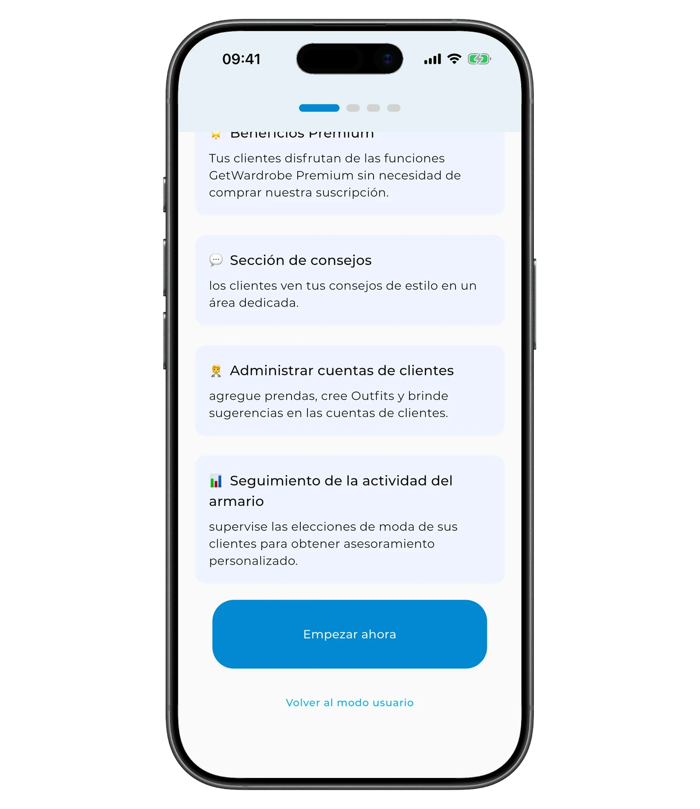 Modo estilista — Empezar ahora