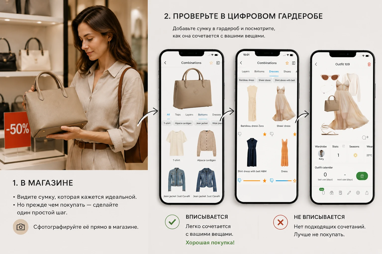 История с сумкой: в магазине сфотографируйте вещь и проверьте её в цифровом гардеробе — вписывается или нет